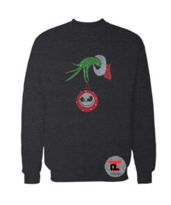 Grinch hand jack skellington christmas Ugly Christmas Sweatshirt