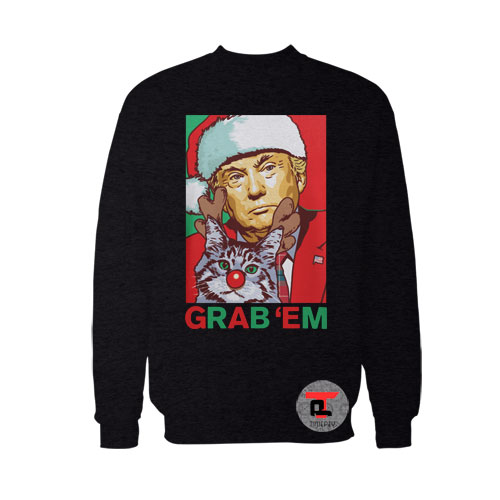 Santa Trump Cat Reindeer Grab 'em Sweatshirt