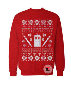 Doctor Who Tardis Police Box Pattern Ugly Christmas Viral Fashion Sweatshirt
