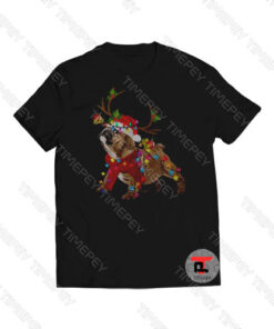 Bulldog Reindeer Santa Christmas Viral Fashion T Shirt