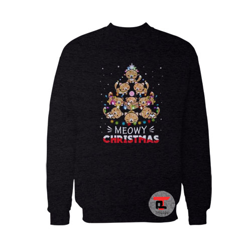 Meowy Christmas Tree Light Viral Fashion Sweatshirt