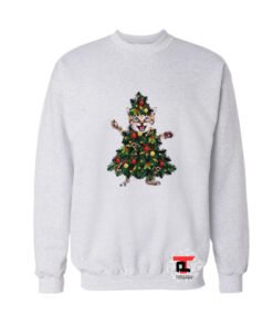 Pretty Cat Pine Christmas Tree Viral Fashion Sweatshirt