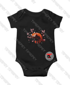 Vintage Red Panda Japanese Cherry Blossom Viral Fashion Baby Onesie