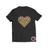 Valentines Day Leopard Heart T Shirt Viral Fashion S-3XL