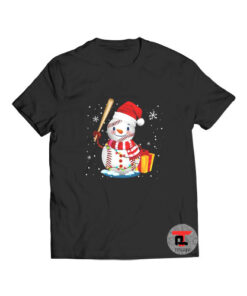 Snowman Play Baseball Christmas T Shirt