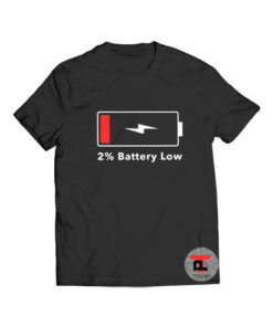 2% battery low logo t shirt